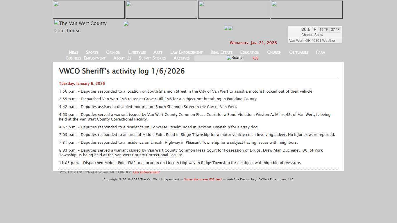 VWCO Sheriff’s activity log 1/6/2026 « The VW independent